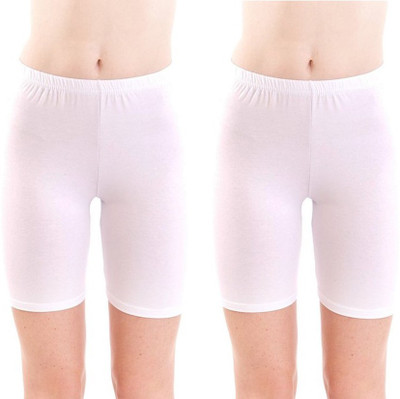 Fashion Line Solid Women White Cycling Shorts