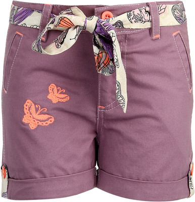 

Bells and Whistles Short For Girls Solid Cotton Linen Blend, Cotton Nylon Blend, Cotton Linen Blend(Purple