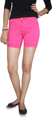

Fungus Solid Women's Pink Denim Shorts