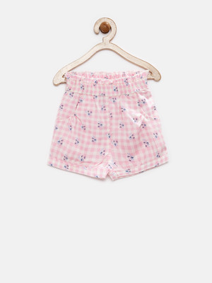 

Yk Short For Girls Checkered Cotton(Pink