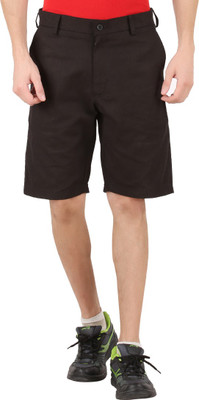 CHECKERSBAY Solid Men Black Basic Shorts