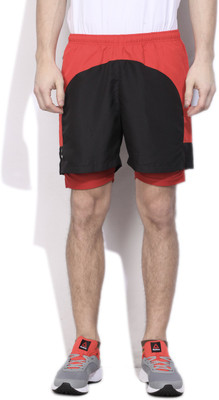 

Fila Solid Men's Black Sports Shorts, Black/chinese red