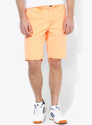

Jack & Jones Solid Men' Orange Denim Shorts, Summer orange