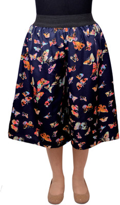 

V3ishop Printed Women's Blue Culotte Shorts, Dark blue