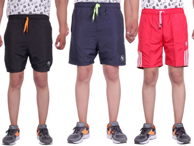 

Belmarsh Striped Men's Multicolor Sports Shorts, Black;navy;red