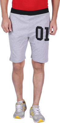 HOTFITS Graphic Print Men Grey Basic Shorts