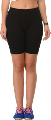 Frenchtrendz Solid Women Black Cycling Shorts