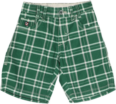 

US Polo Kids Short For Boys Checkered Cotton(Green, Uspa green