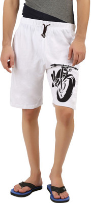 HOTFITS Graphic Print Men White Basic Shorts