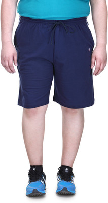 PLUSS Solid Men Blue Bermuda Shorts