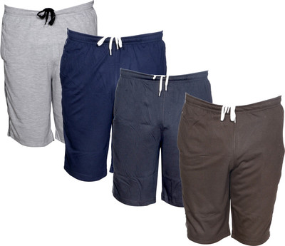 Toddy Solid Men Blue, Brown, Grey Bermuda Shorts