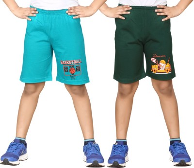 dongli Short For Boys Casual Solid Cotton Blend(Dark Green, Pack of 2)