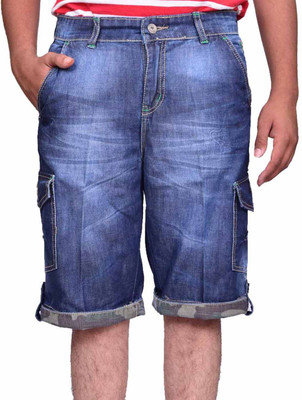

British Terminal Self Design Men's Blue Bermuda Shorts, Dark blue