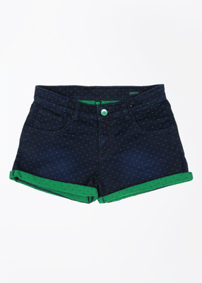 

United Colors of Benetton Short For Girls Printed Cotton Polyester Blend(Dark Blue, 901
