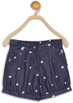 

612 League Short For Girls Printed Cotton Nylon Blend(Blue, Denimx