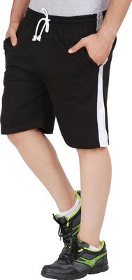 CHECKERSBAY Solid Men Black Regular Shorts