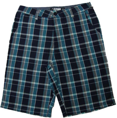 Acetone Checkered Men's Black Chino Shorts, Black;blue