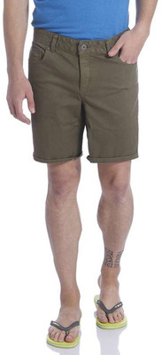 

Jack & Jones Solid Men' Brown Basic Shorts, Khaki