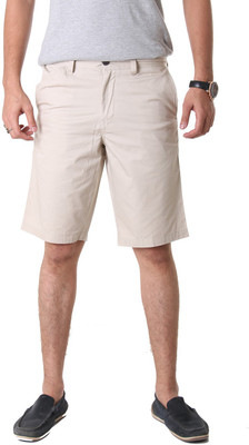 MELTIN Solid Men Beige Basic Shorts