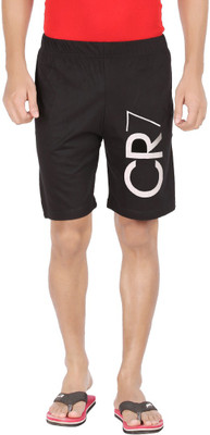 HOTFITS Graphic Print Men Black Basic Shorts