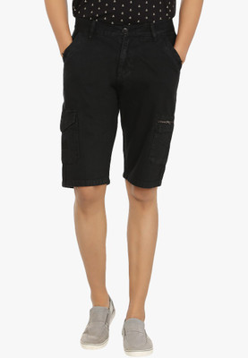 

Fever Solid Men Black Denim Shorts
