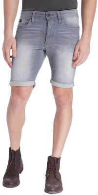 

Jack & Jones Solid Men' Grey Denim Shorts