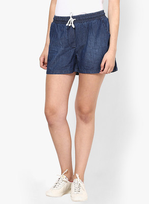 

Only Solid Women's Blue Denim Shorts, Blue indigo