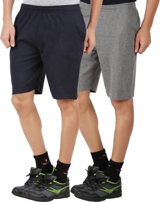 CHECKERSBAY Solid Men Dark Blue, Grey Sports Shorts