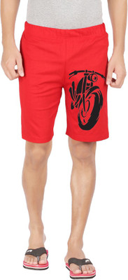 HOTFITS Graphic Print Men Red Basic Shorts
