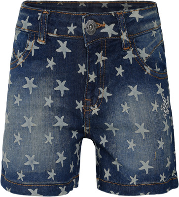 

FS Mini Klub Short For Girls Cotton(Blue, Pack of 1, Dark wash