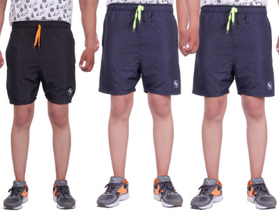

Belmarsh Striped Men's Multicolor Sports Shorts, Black;navy