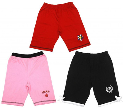 

Gkidz Short For Girls Casual Printed Cotton(Multicolor, Pack of 3, Black