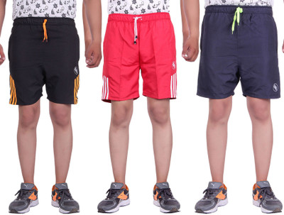 

Belmarsh Striped Men's Multicolor Sports Shorts, Black;navy;red
