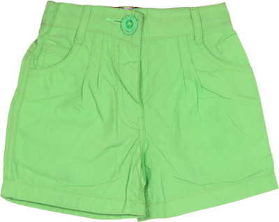 

612 League Short For Girls Solid Cotton Linen Blend, Cotton Nylon Blend, Cotton Linen Blend(Green