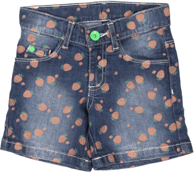

United Colors of Benetton Short For Girls Casual Printed Cotton(Dark Blue, Pack of 1, 902