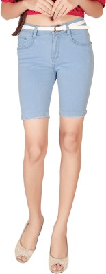 FOCUS Solid Women Denim Light Blue Basic Shorts