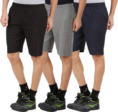 CHECKERSBAY Solid Men Dark Blue, Black, Grey Sports Shorts