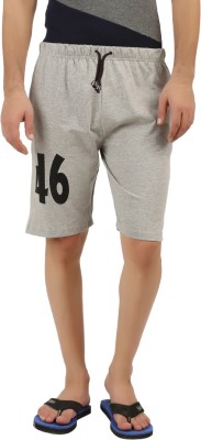 HOTFITS Graphic Print Men Grey Basic Shorts