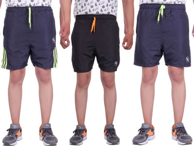 

Belmarsh Striped Men's Multicolor Sports Shorts, Black;navy