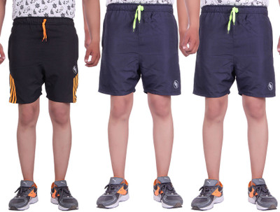 

Belmarsh Striped Men's Multicolor Sports Shorts, Black;navy
