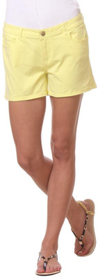 

Kotty Solid Women's Yellow Basic Shorts