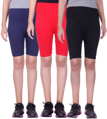 

Alisha Solid Women's Multicolor Cycling Shorts, Black;navy;red