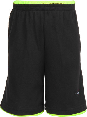 

Berge Short For Boys Solid Cotton Polyester Blend(Black, Black green