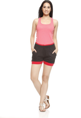

Gritstones Solid Women' Red, Black Basic Shorts