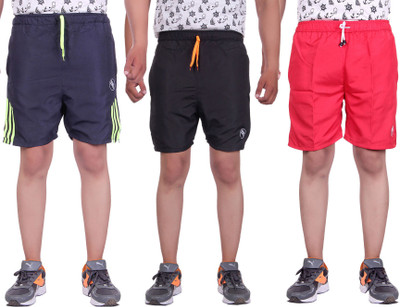 

Belmarsh Striped Men's Multicolor Sports Shorts, Black;navy;red