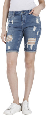 

Vero Moda Solid Women's Blue Denim Shorts, Medium blue denim