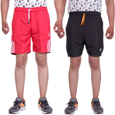

Belmarsh Solid Men's Multicolor Sports Shorts, Black;red