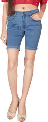 FOCUS Solid Women Denim Light Blue Basic Shorts