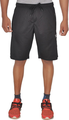 Scholar Solid Men's Black Sports Shorts