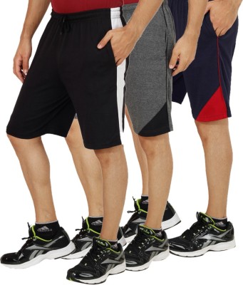 Christy World Solid Men Multicolor Sports Shorts at flipkart